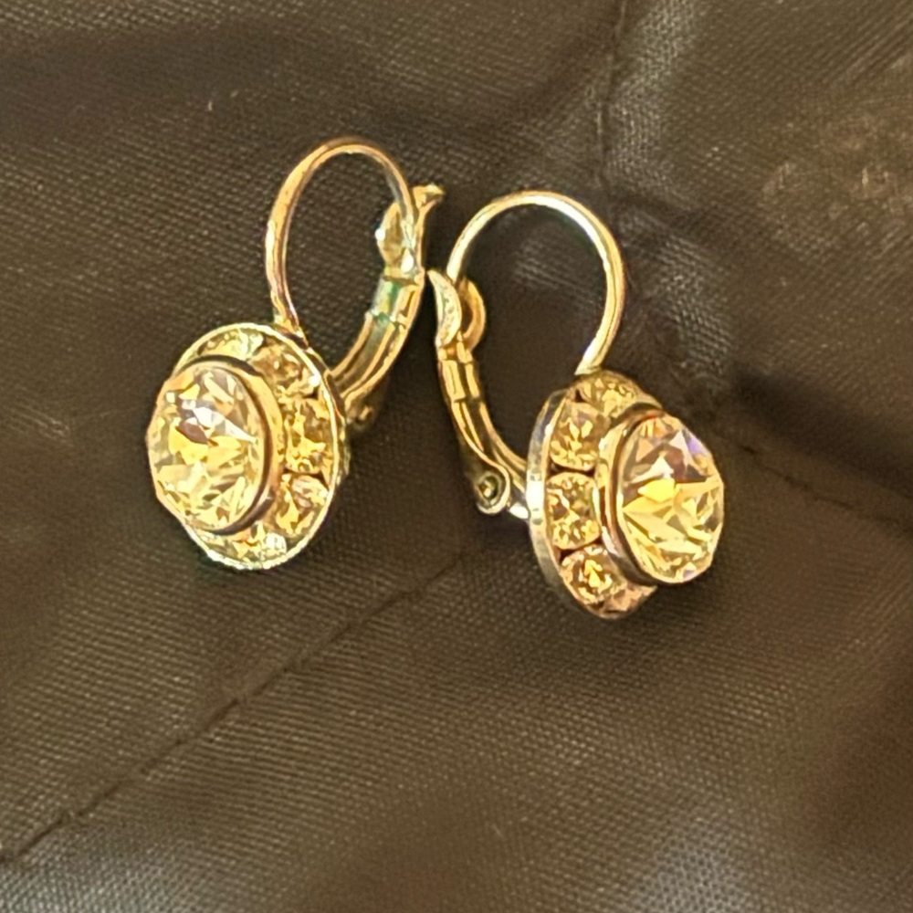 Elegant Silver -Tone Swarovski Crystal Earrings